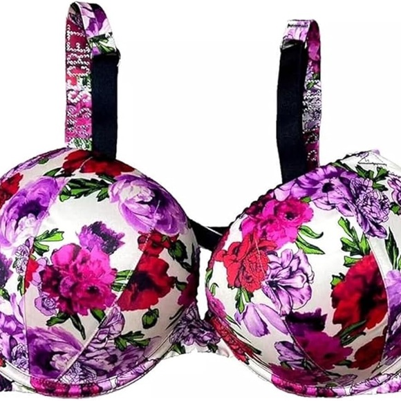 Victoria’s Secret Bombshell Bra Rhinestone Lingerie GLAM CZ 32C Black Purple - Picture 2 of 9